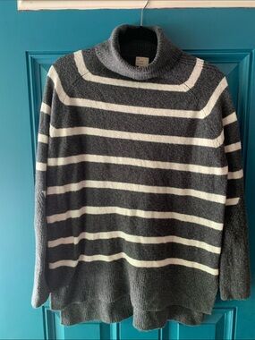 A New Day Gray and White Striped TurtleneckTunic Sweater
Size Medium